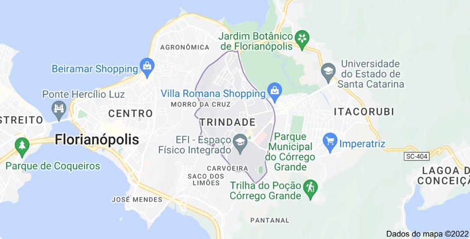 Mapa Bairro Trindade em Florianópolis