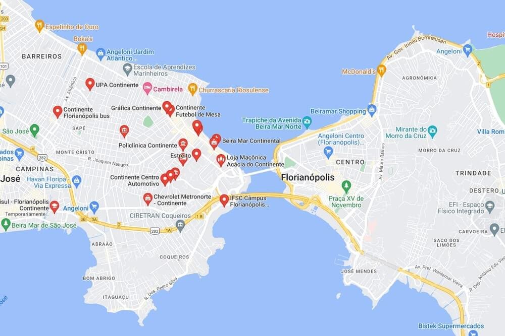 bairros-continente-florianopolis mapa dos bairros Continente em Florianópolis